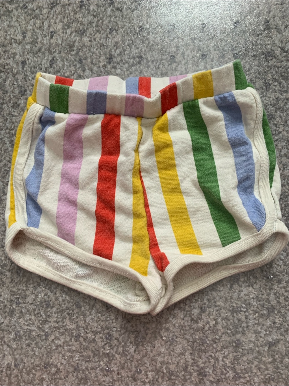 Hanna Andersson 2T *100% cotton* terry cloth rainbow stripe shorts, back pocket.